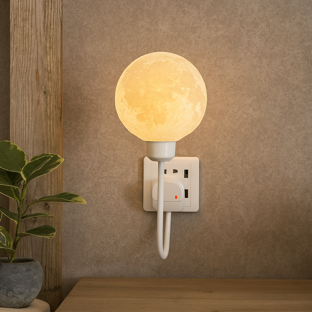 Moon Wall Lamp | Textured Globe Shade, Plug-In Fitting