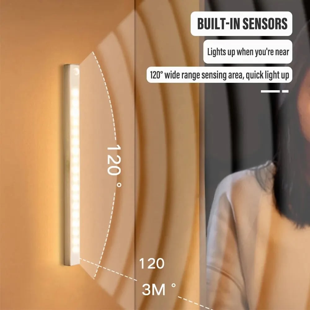 Motion Sensor LED Light | Rechargeable Type-C Battery, Adjustable Brightness | Magnetic Mount, Up to 70 Days Use