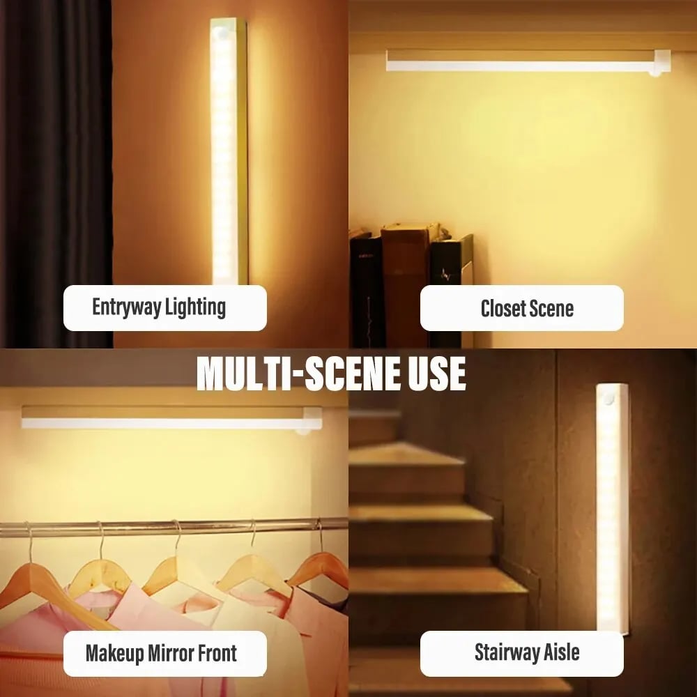 Motion Sensor LED Light | Rechargeable Type-C Battery, Adjustable Brightness | Magnetic Mount, Up to 70 Days Use