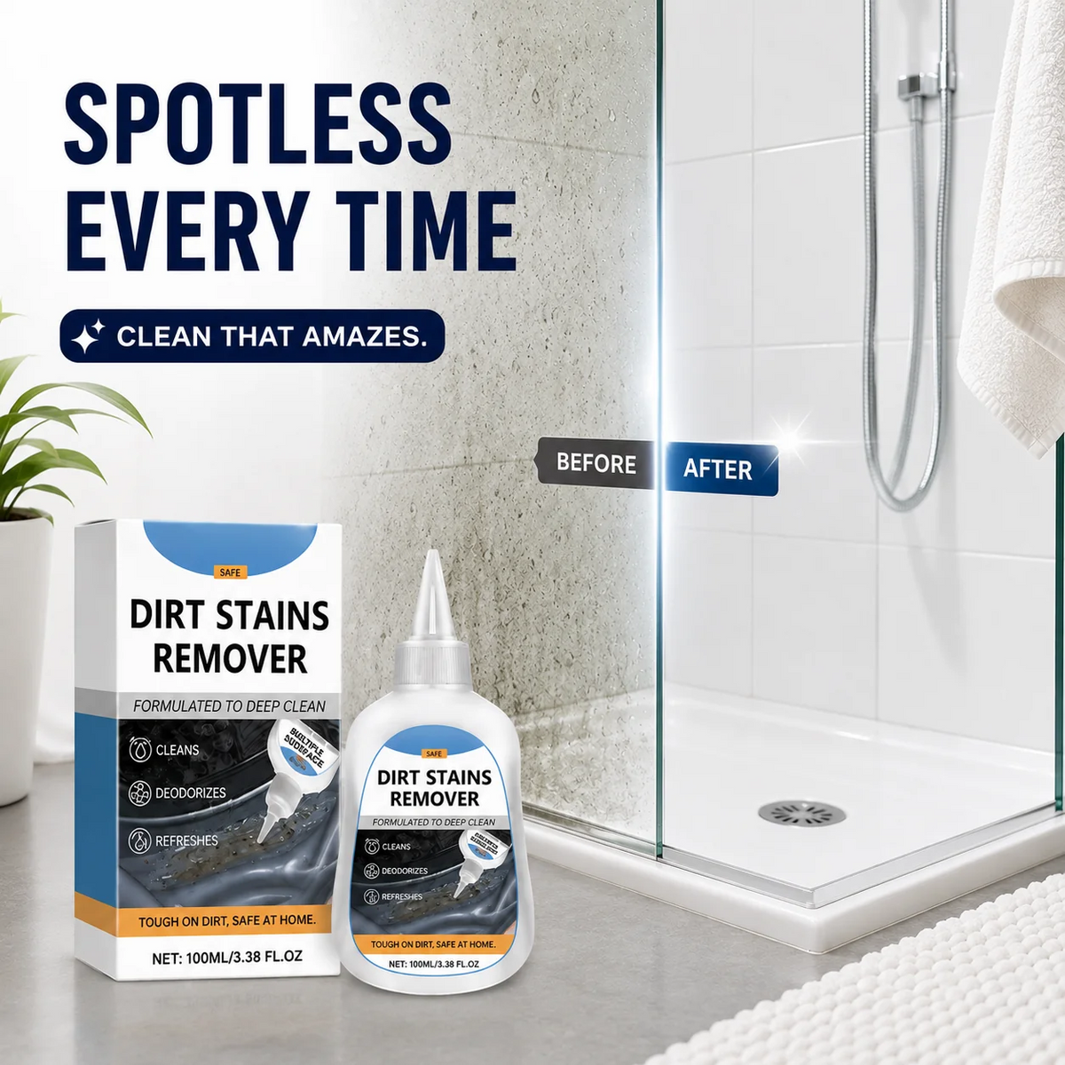 Mould Remover Gel | Deep-Penetrating Formula with Free Scrub Brush | Fast Mould & Mildew Stain Removal for Tiles and Grout