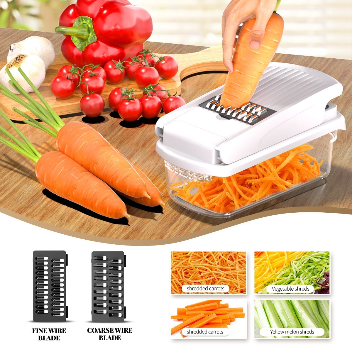 Multifunction Vegetable Chopper | 15-Piece Prep Set with Stainless Steel Blades | Slice, Dice, Grate & Julienne