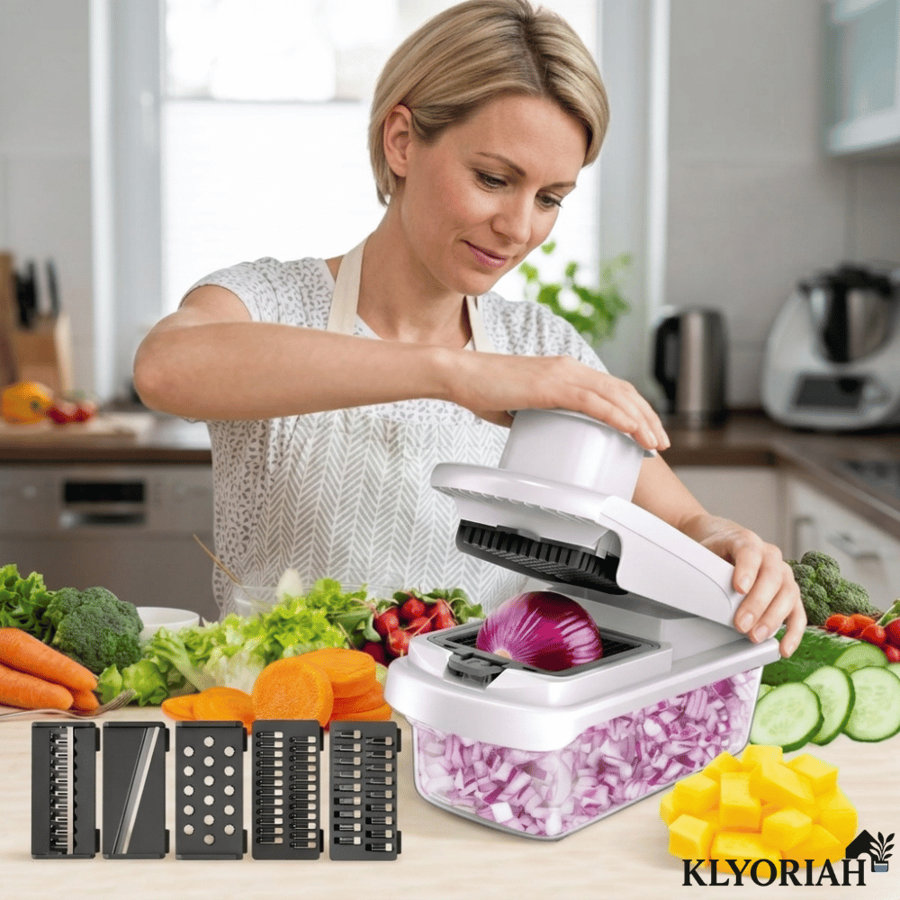 Multifunction Vegetable Chopper | 15-Piece Prep Set with Stainless Steel Blades | Slice, Dice, Grate & Julienne