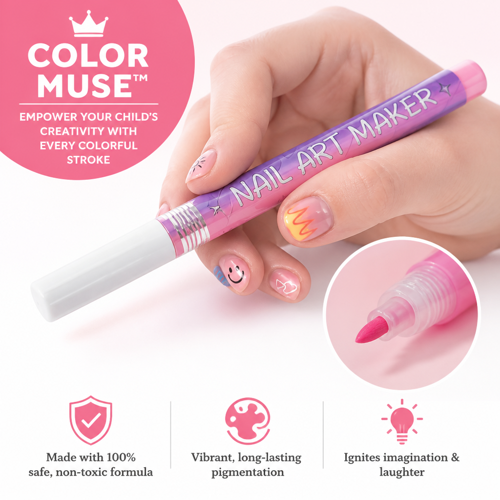 Nail Art Pen for Children | Non-Toxic, Skin-Friendly Formula | Easy-Grip Design Encourages Creative Play and Fine Motor Skills