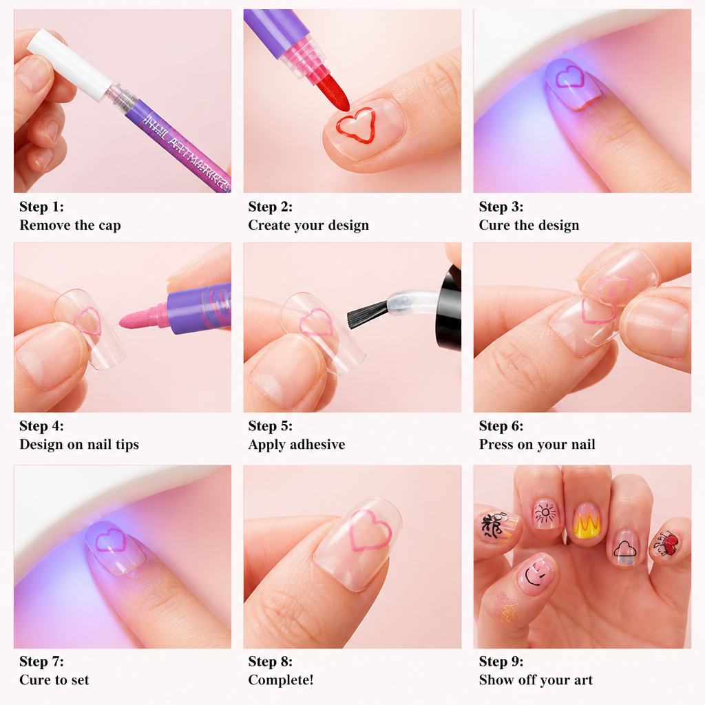 Nail Art Pen for Children | Non-Toxic, Skin-Friendly Formula | Easy-Grip Design Encourages Creative Play and Fine Motor Skills