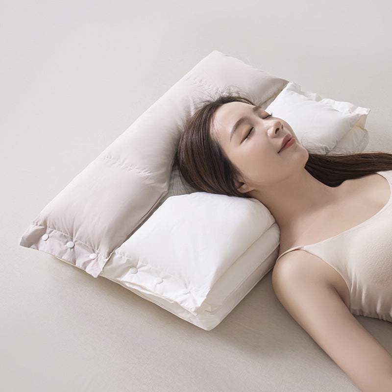 Neck Support Pillow Dual-Zone Adjustable Antibacterial with Washable Cover