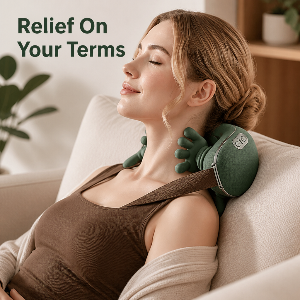 Neck and Shoulder Massager | Heated Shiatsu-Style Kneading Massage | USB-C Rechargeable, Portable, Quiet Operation