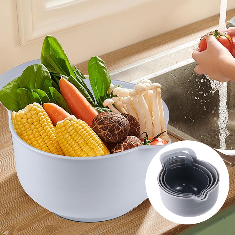 Nesting Mixing Bowl Set Plastic Stackable Graduated with Pour Spouts