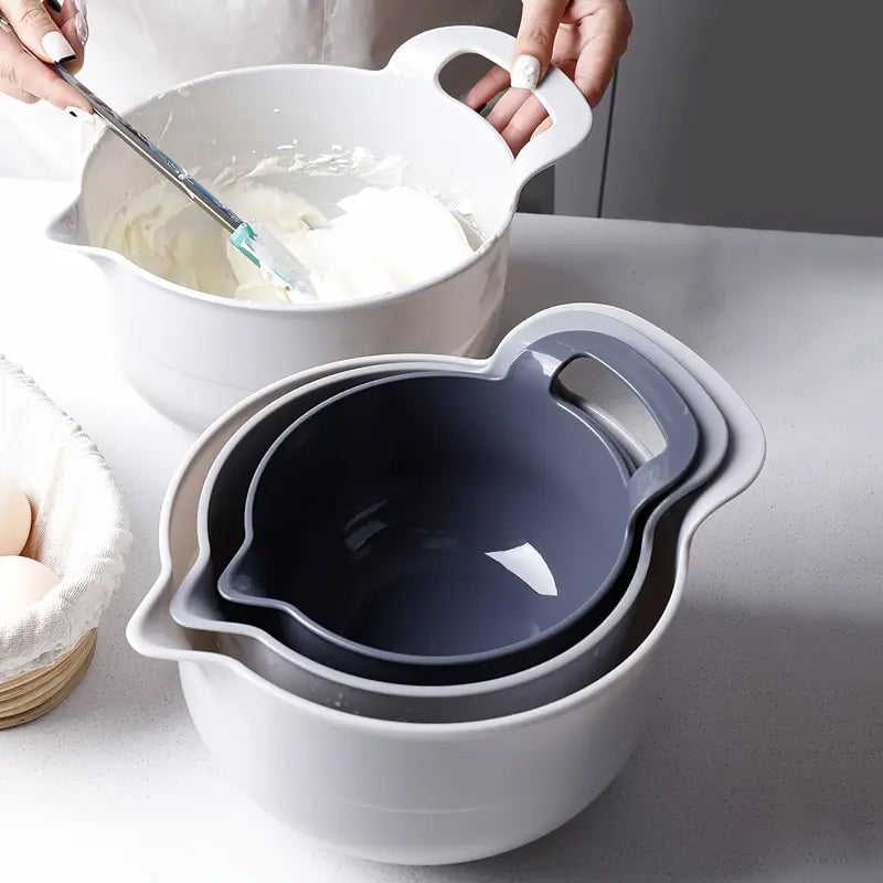 Nesting Mixing Bowl Set Plastic Stackable Graduated with Pour Spouts