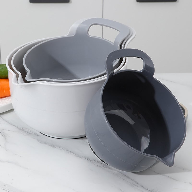Nesting Mixing Bowl Set Plastic Stackable Graduated with Pour Spouts