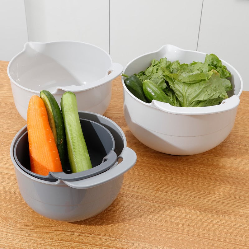 Nesting Mixing Bowl Set Plastic Stackable Graduated with Pour Spouts