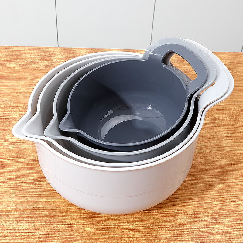 Nesting Mixing Bowl Set Plastic Stackable Graduated with Pour Spouts
