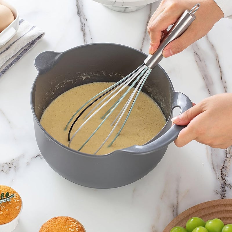 Nesting Mixing Bowl Set Plastic Stackable Graduated with Pour Spouts