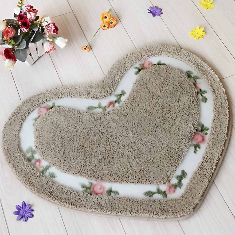 Non-Slip Bath Mat - Floral Tufted Microfiber Design