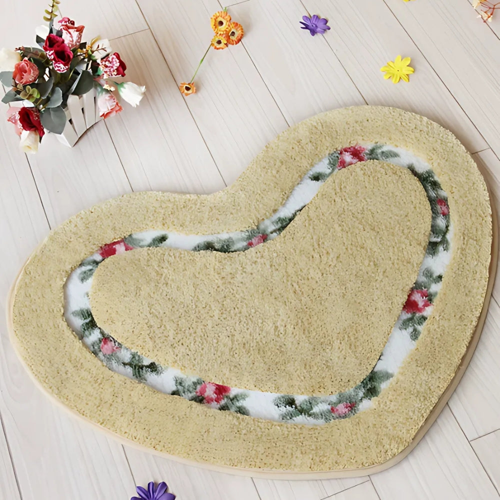 Non-Slip Bath Mat - Floral Tufted Microfiber Design
