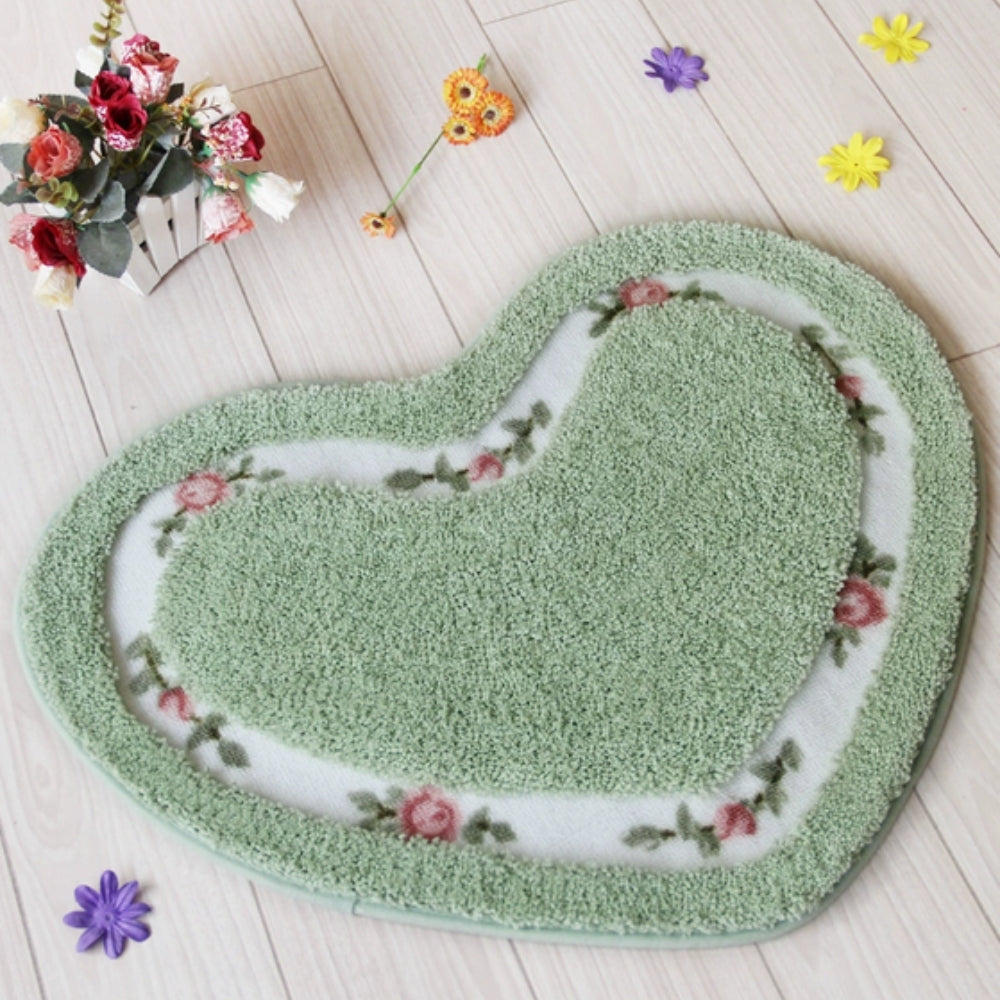 Non-Slip Bath Mat - Floral Tufted Microfiber Design