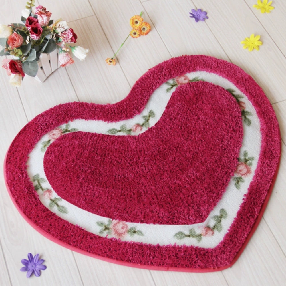 Non-Slip Bath Mat - Floral Tufted Microfiber Design