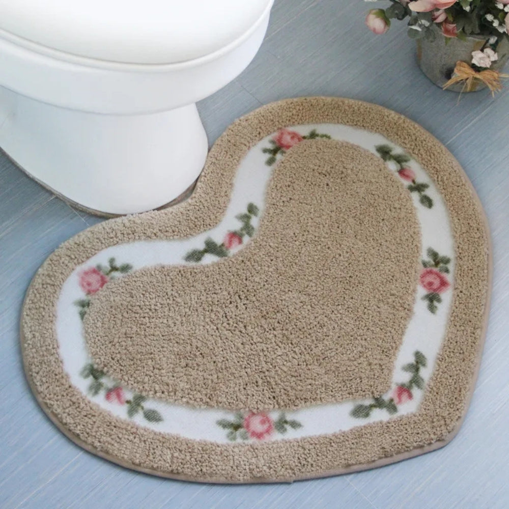 Non-Slip Bath Mat - Floral Tufted Microfiber Design