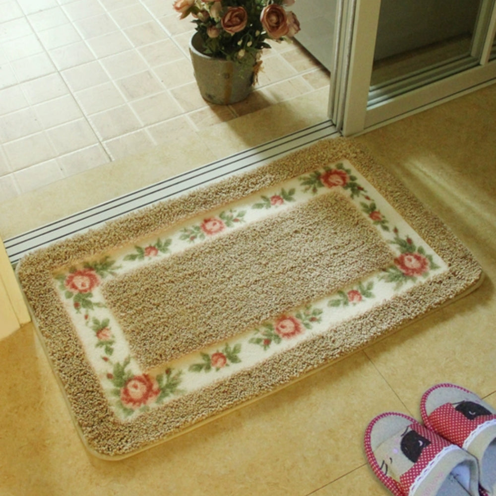 Non-Slip Bath Mat - Quick-Dry Microfiber Floral Design