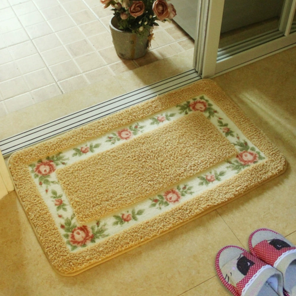 Non-Slip Bath Mat - Quick-Dry Microfiber Floral Design