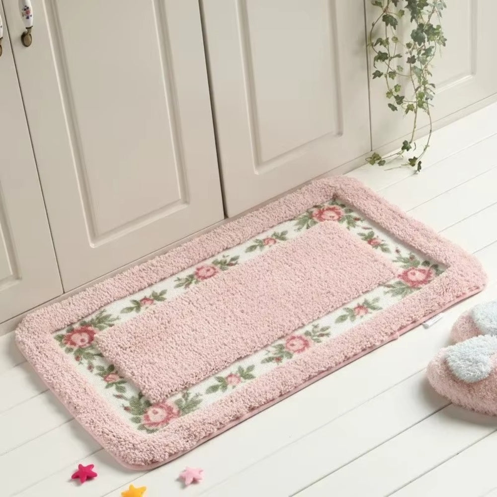 Non-Slip Bath Mat - Quick-Dry Microfiber Floral Design