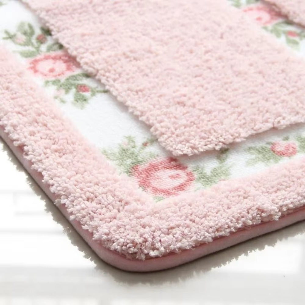 Non-Slip Bath Mat - Quick-Dry Microfiber Floral Design