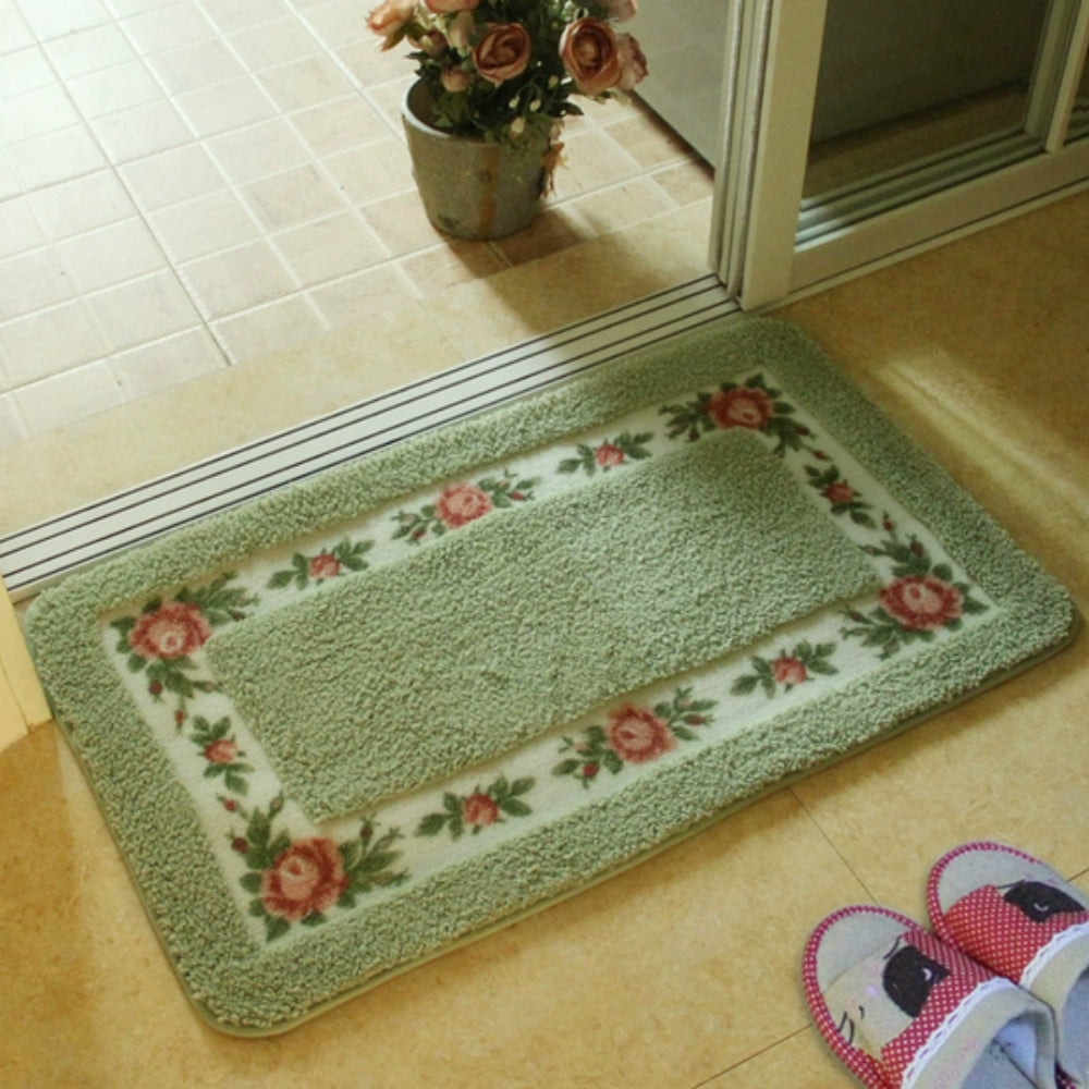 Non-Slip Bath Mat - Quick-Dry Microfiber Floral Design