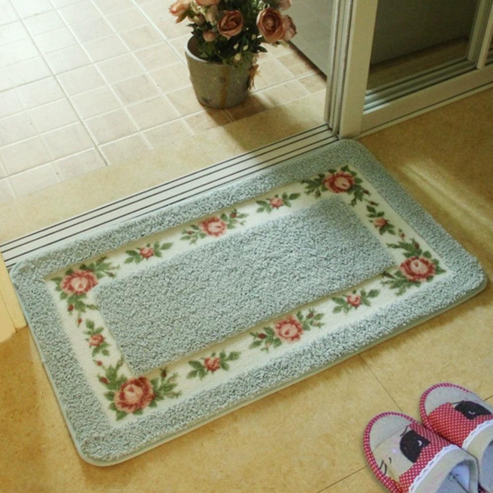 Non-Slip Bath Mat - Quick-Dry Microfiber Floral Design