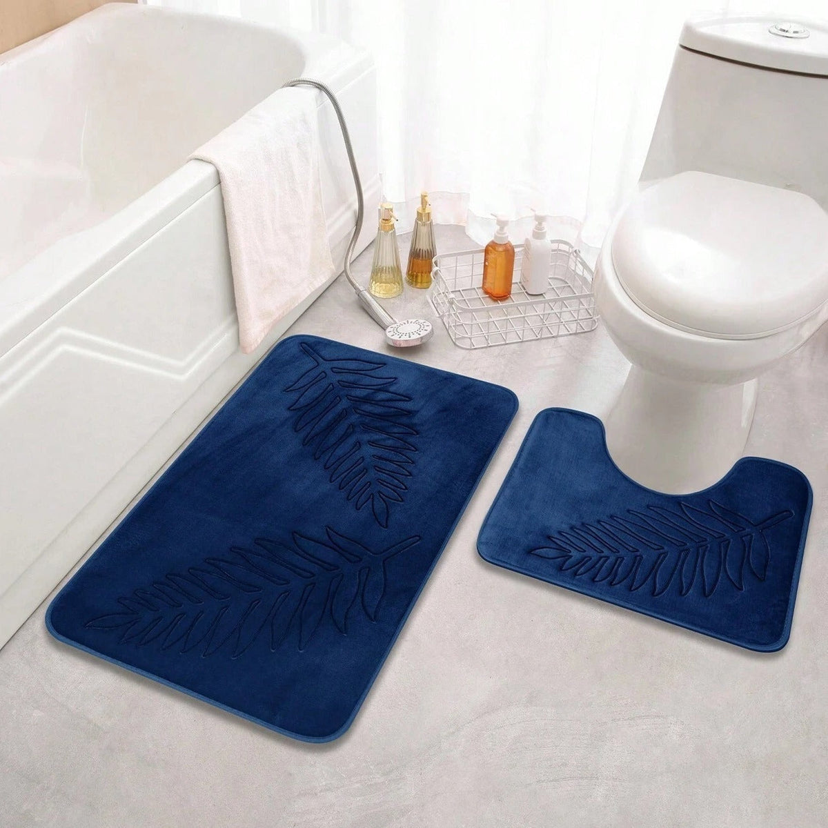 Non-Slip Bath Mat Set - Memory Foam & Velvet Surface