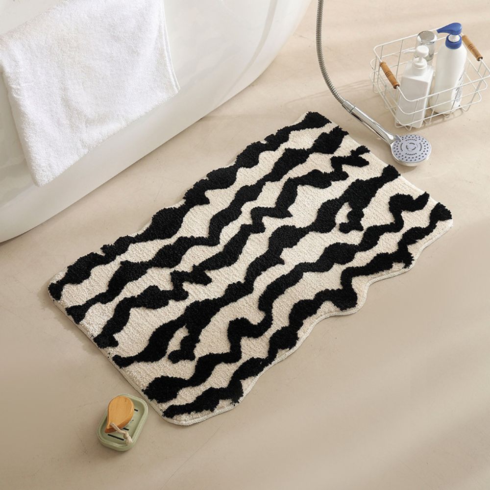 Non-Slip Bath Mat - Soft Fabric with Moroccan Pattern