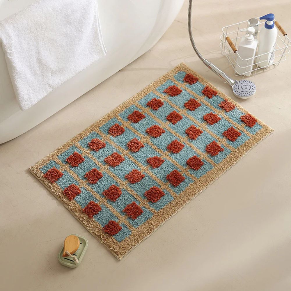 Non-Slip Bath Mat - Soft Fabric with Moroccan Pattern