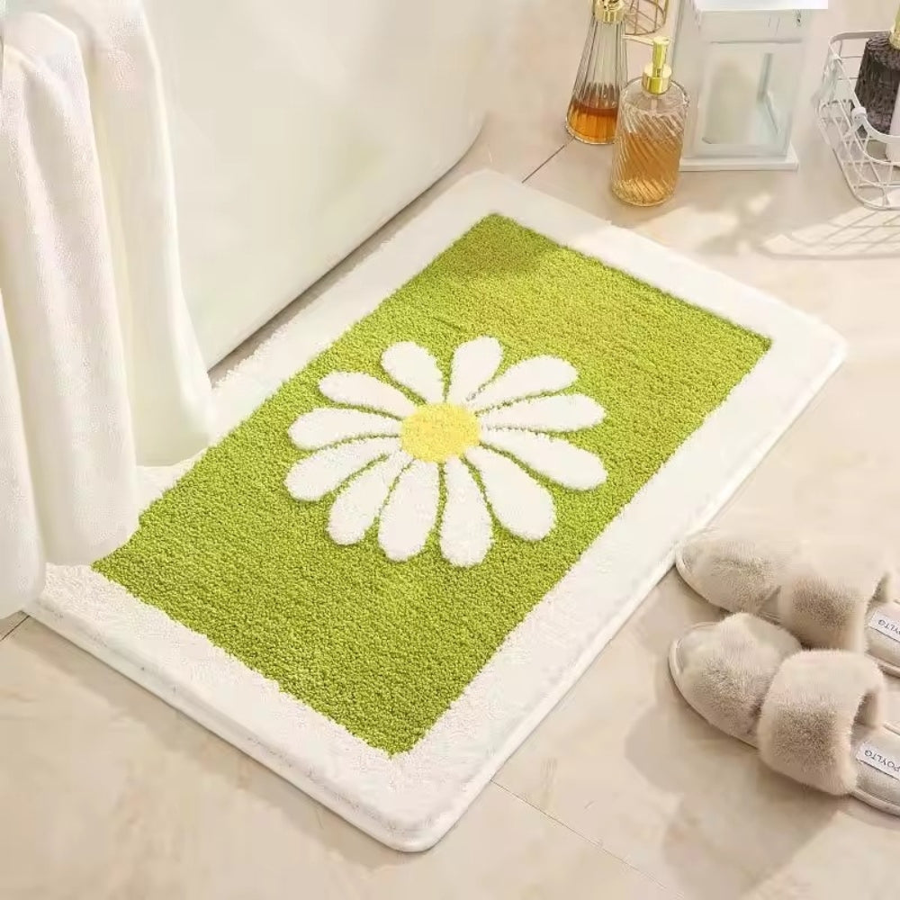 Non-Slip Bath Mat - Soft Microfiber Floral Design