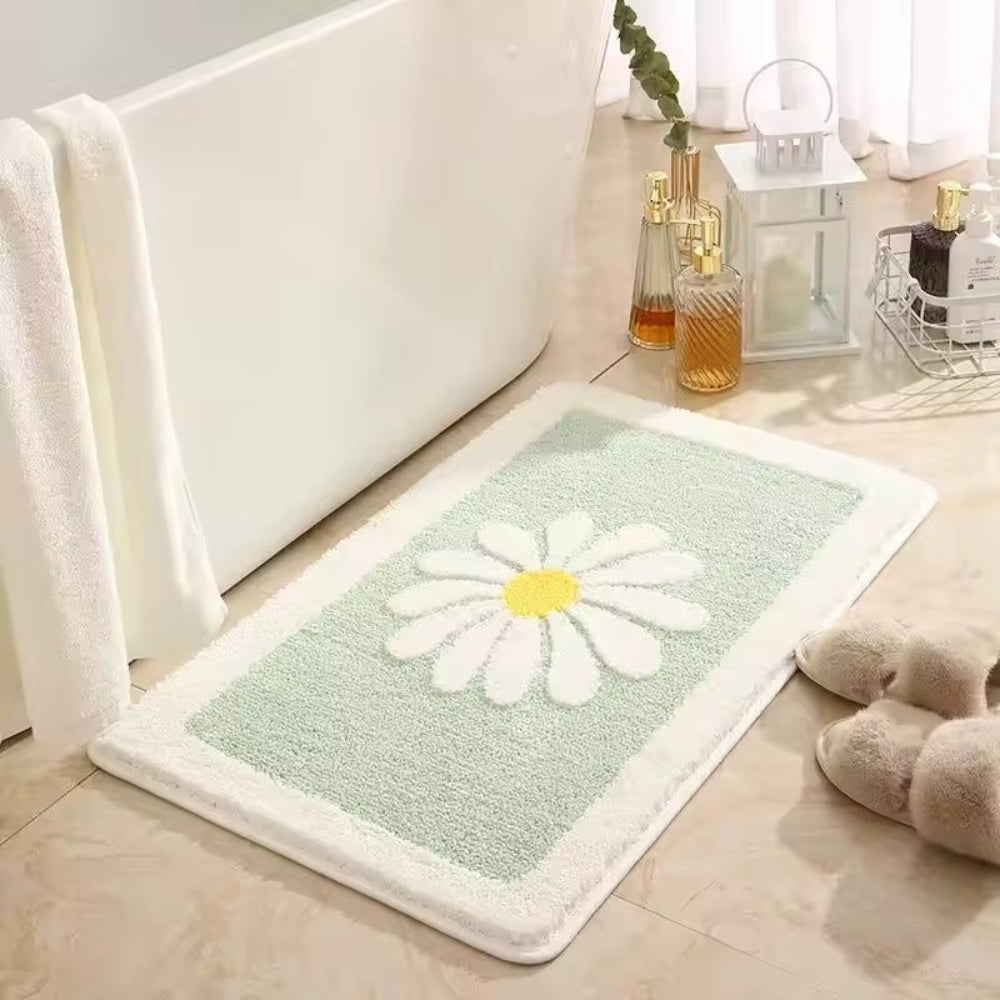 Non-Slip Bath Mat - Soft Microfiber Floral Design