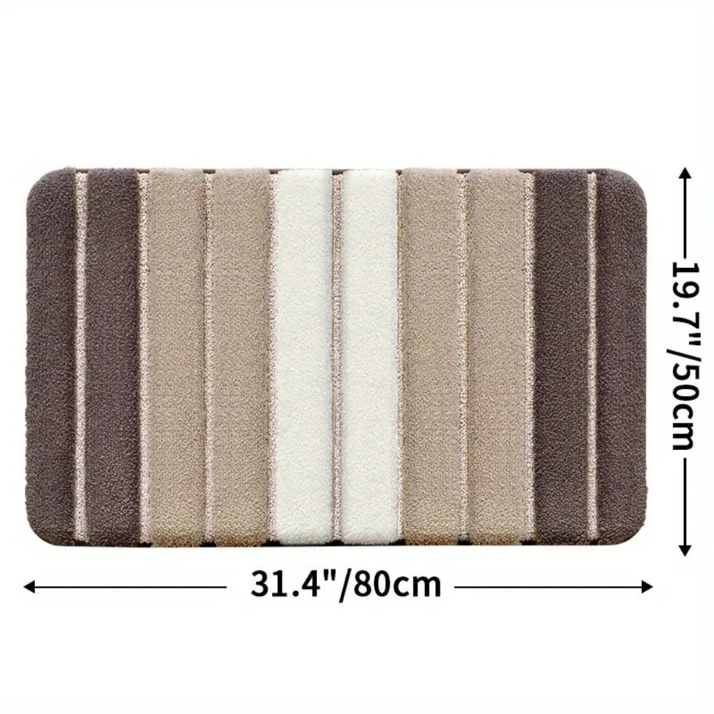 Non-Slip Bath Mat - Striped Absorbent Microfiber Design
