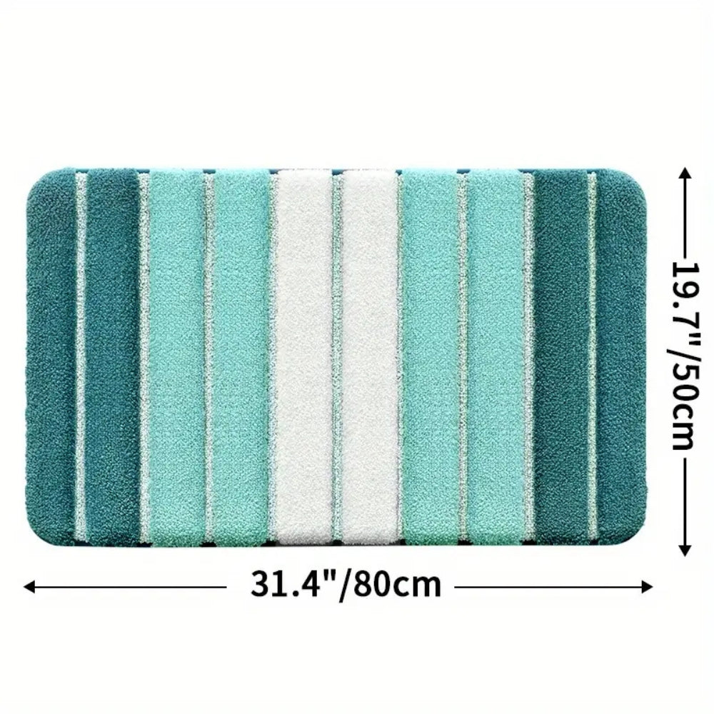 Non-Slip Bath Mat - Striped Absorbent Microfiber Design