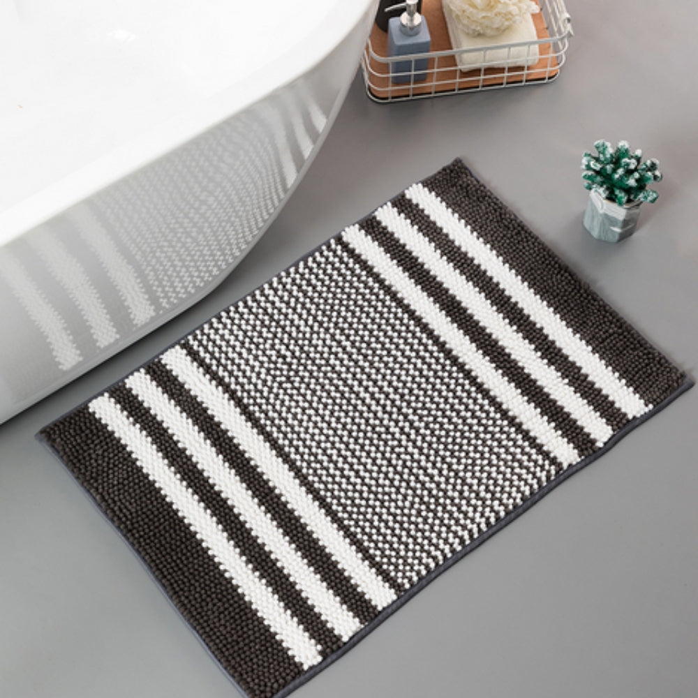 Non-Slip Bath Mat - Ultra-Absorbent Chenille Stripes
