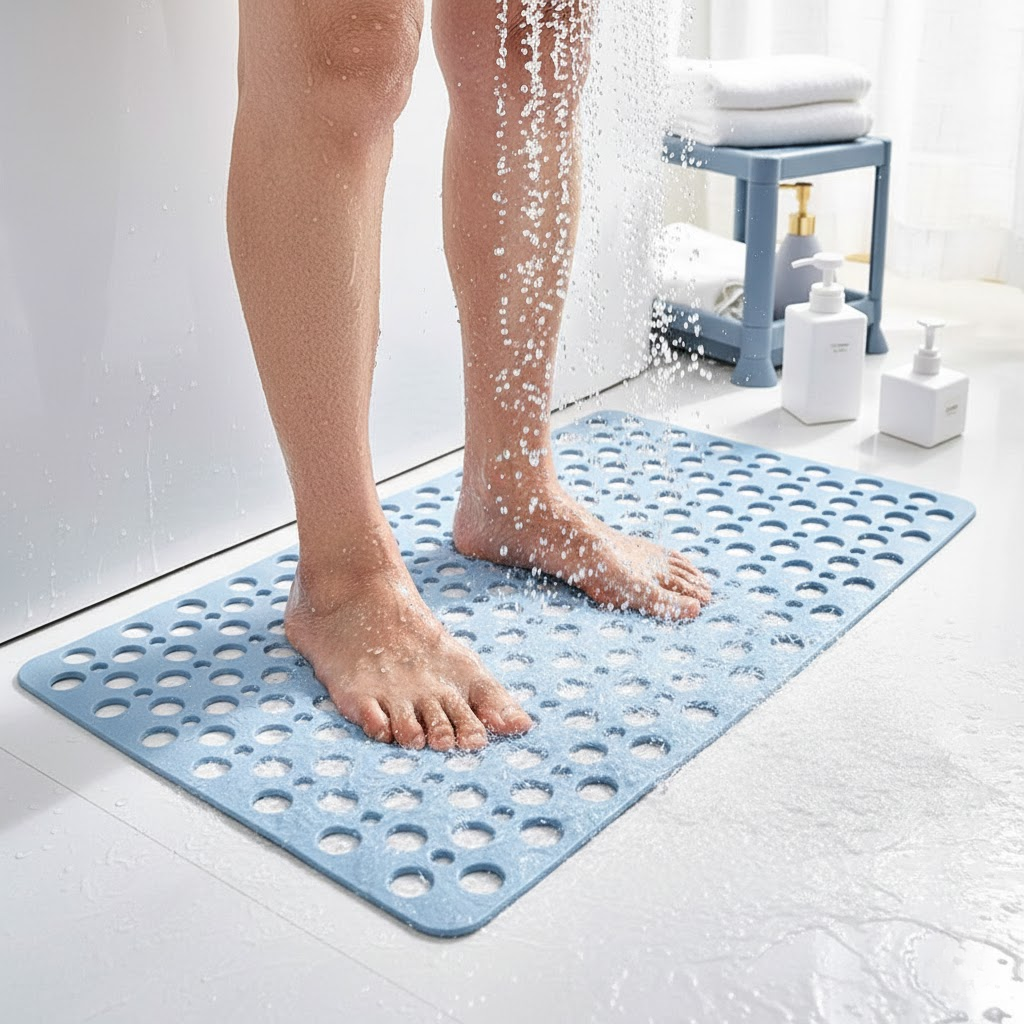 Non Slip Bathroom Mats | Drainage Holes, Suction Base