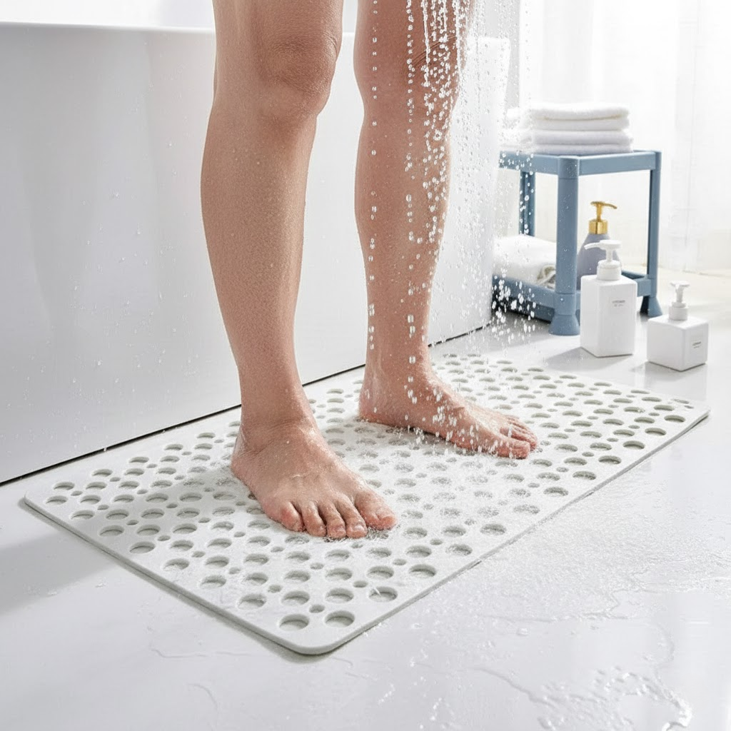Non Slip Bathroom Mats | Drainage Holes, Suction Base