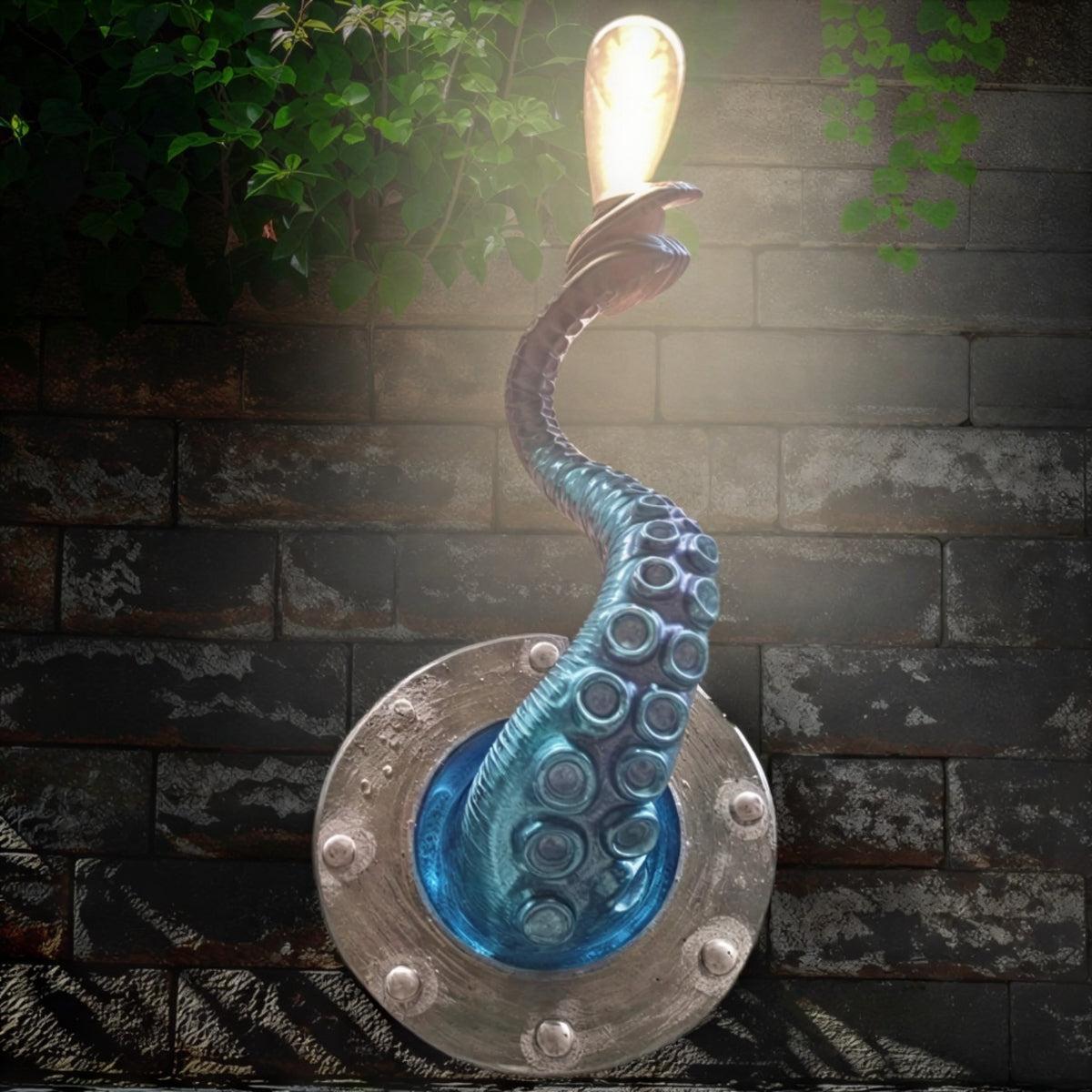 Octopus Tentacle Wall Light, Resin | Red, Blue or Green | Hardwired, Textured Suction Cup Detail