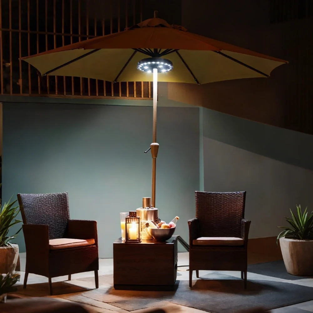 Patio Umbrella Pole Light ABS | 3 Adjustable Modes | Cordless, Universal Fit, Black or Silver Finish