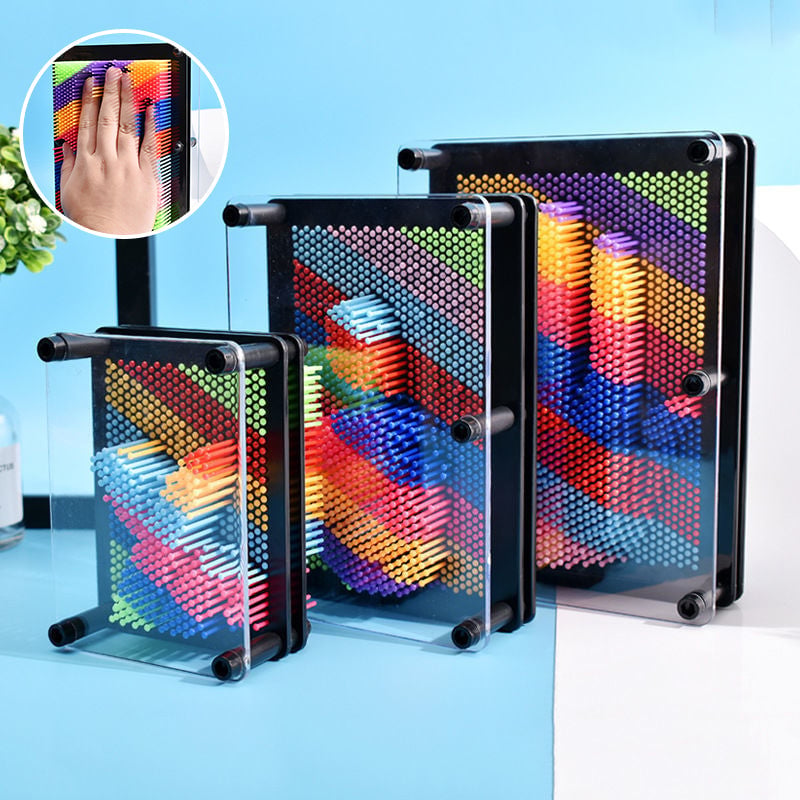 Pin Art Toy Plastic Sculpture Board Reusable Grid with Hand Face Imprint
