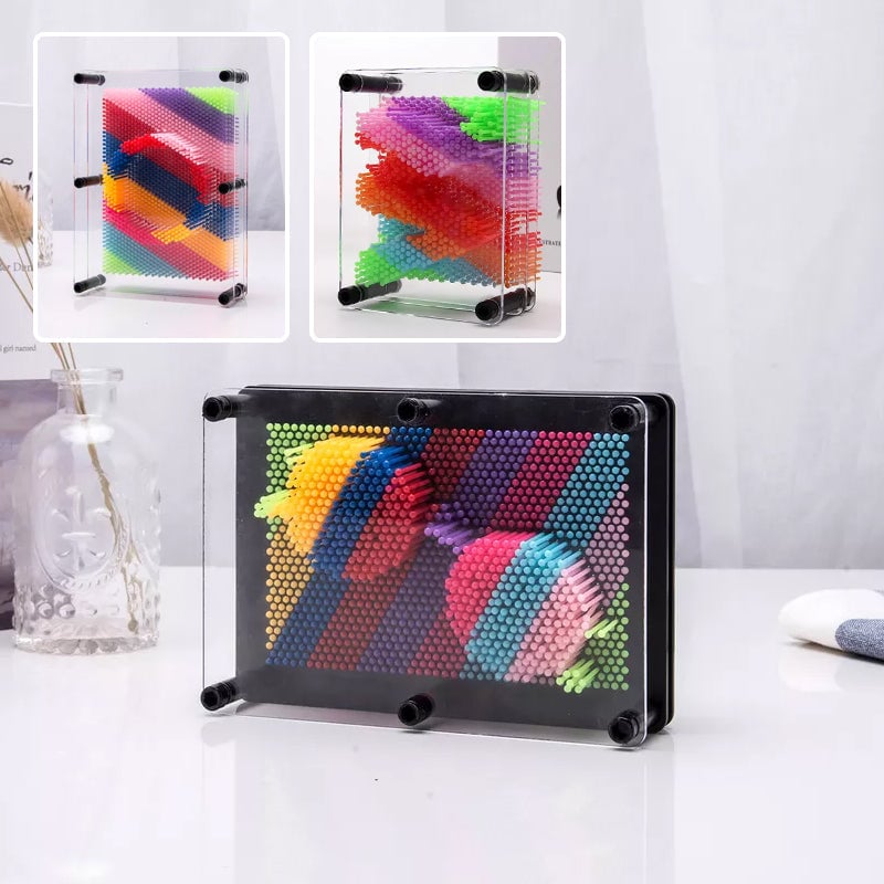 Pin Art Toy Plastic Sculpture Board Reusable Grid with Hand Face Imprint