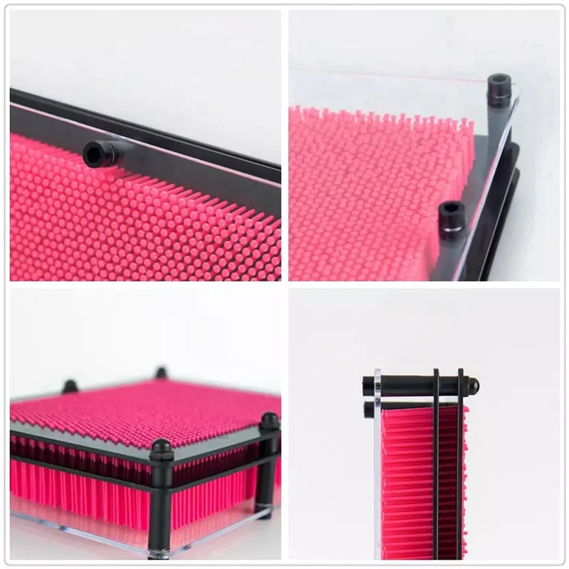 Pin Art Toy Plastic Sculpture Board Reusable Grid with Hand Face Imprint