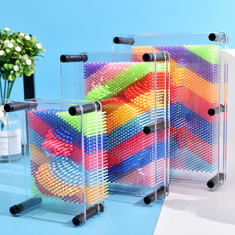 Pin Art Toy Plastic Sculpture Board Reusable Grid with Hand Face Imprint