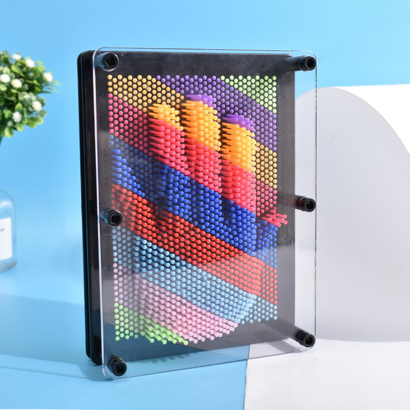 Pin Art Toy Plastic Sculpture Board Reusable Grid with Hand Face Imprint