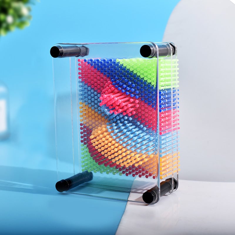 Pin Art Toy Plastic Sculpture Board Reusable Grid with Hand Face Imprint