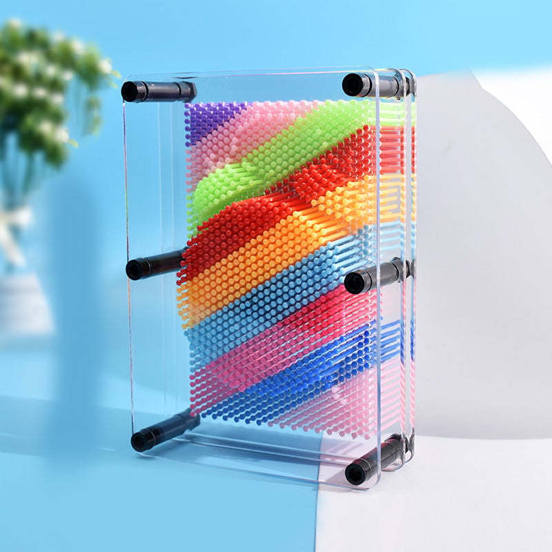 Pin Art Toy Plastic Sculpture Board Reusable Grid with Hand Face Imprint