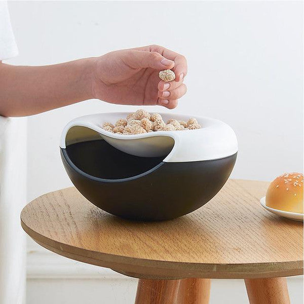 Pistachio Nut Bowl with Shell Storage | Dual Compartment Snack Organiser | Built-In Phone Stand, Decorative Bowl
