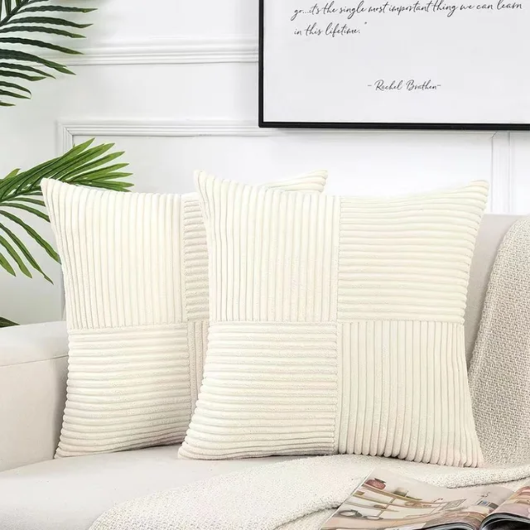 Plush Cushion | Corduroy Patchwork Square Cushion Cover