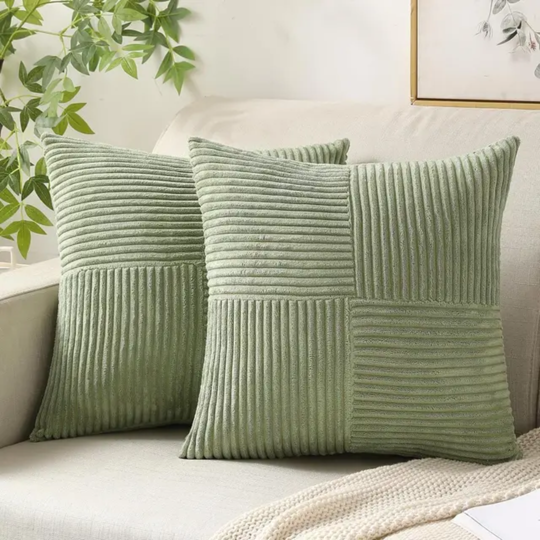Plush Cushion | Corduroy Patchwork Square Cushion Cover
