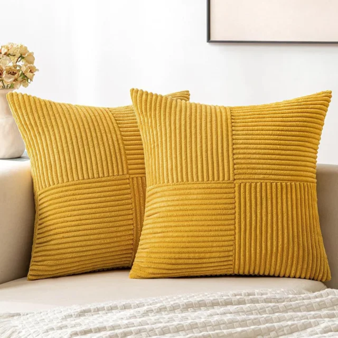 Plush Cushion | Corduroy Patchwork Square Cushion Cover